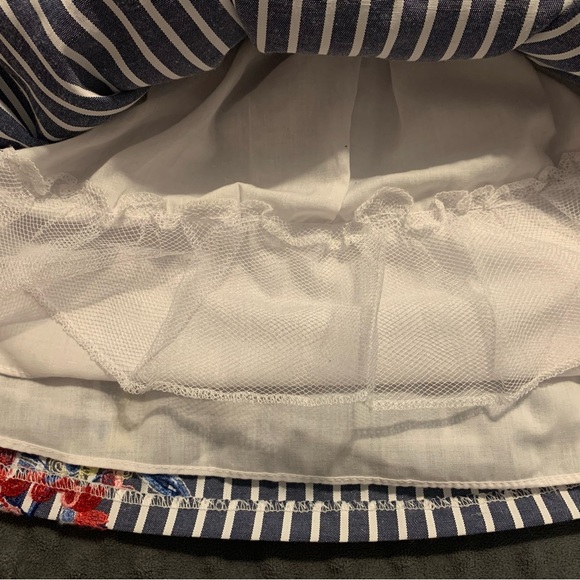 Rare Editions 2-Piece 12M White & Blue Stripped Embroidered Dress - Picture 3 of 3